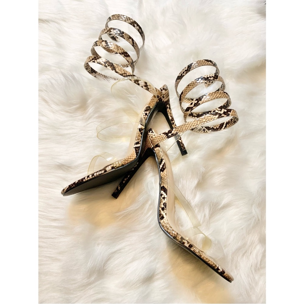 Snakeskin Ankle Strap Heels
